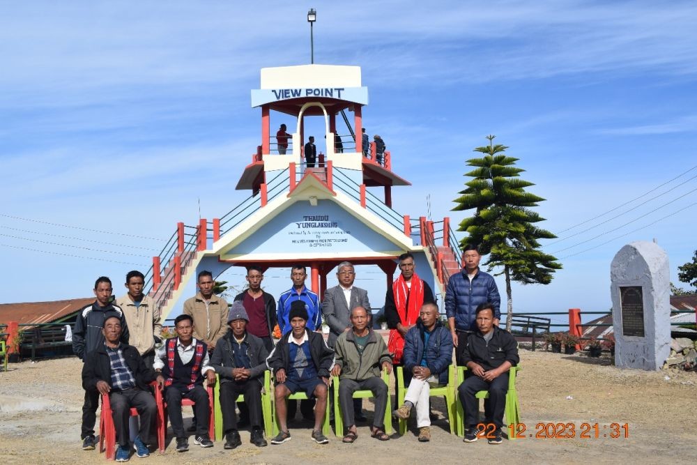 A section of the gathering during the dedication of the watch tower cum waiting shed at Tangha village under Longleng district on December 23 last. (DIPR Photo)